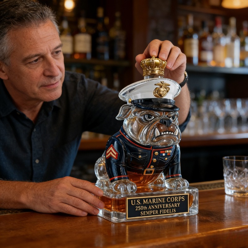 Glass Decanter Whiskey - Carafe à whisky Bulldog du Corps
